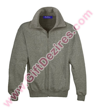 Grey Heather Sweat T Shirt with Collar and Zip